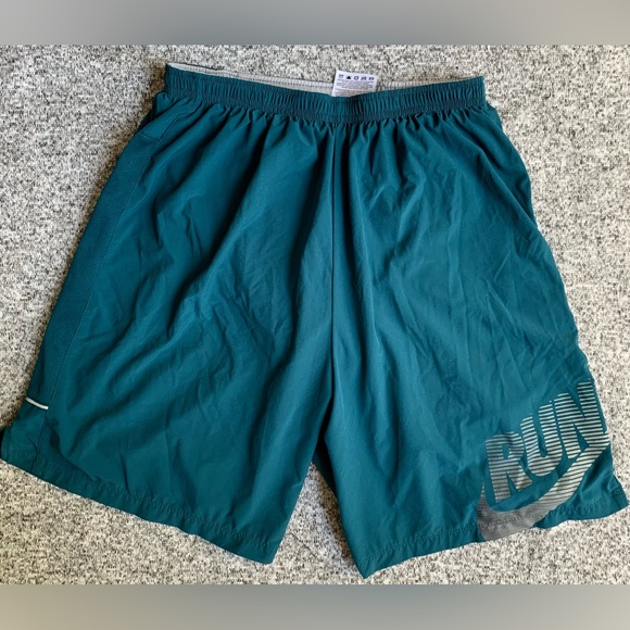 NIKE RUN LOGO MENS TEAL TRAINING SHORTS - SIZE MEDIUM - RUNNING SHORT ACTIVEWEAR - Picture 6 of 10